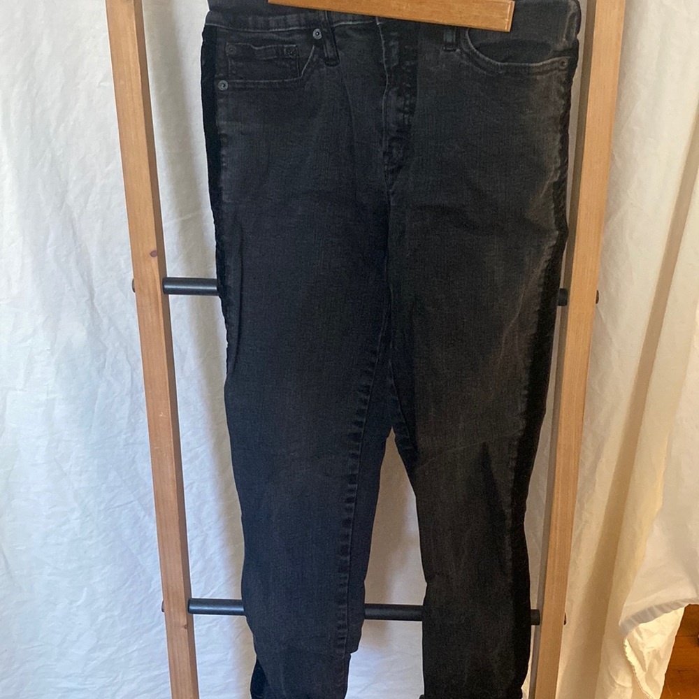 Black JCrew jeans, velvet line on outer seam, size 29